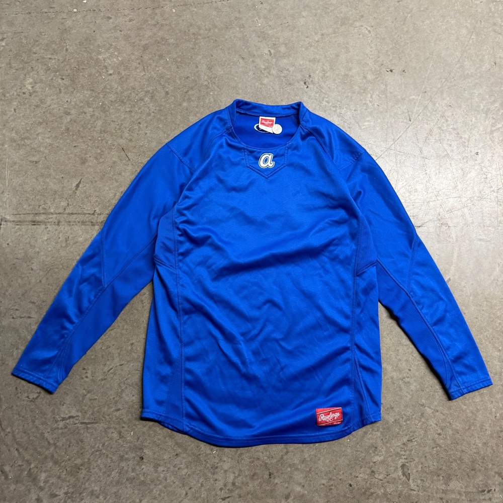 Rawlings Mens Blue Long Sleeve Athletic Training Shirt Size Medium Baseball